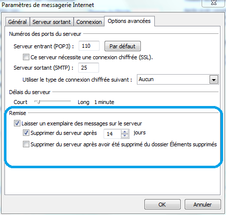 Outlook: Laisser un exemplaire des messages sur le serveur